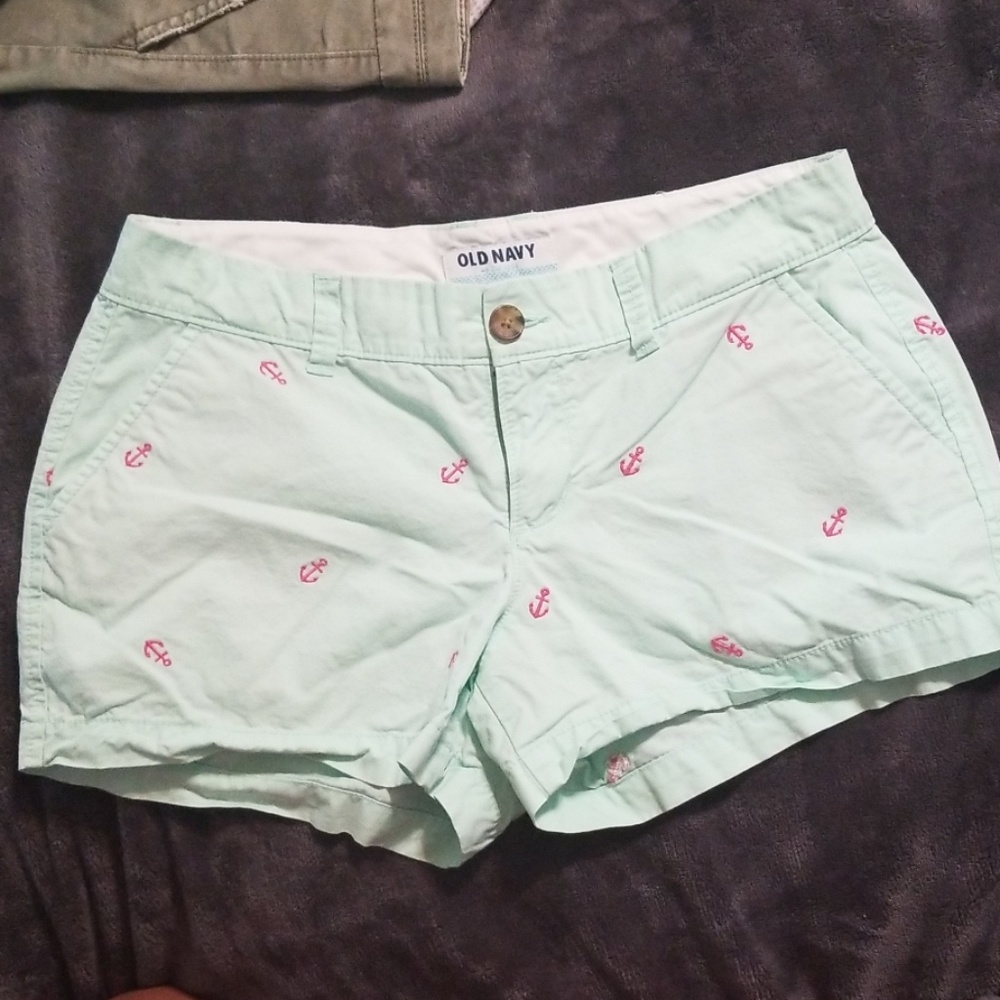 Old Navy mint/pink anchor shorts